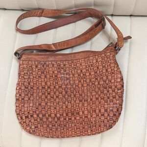 Vilenca Holland genuine leather Boho Woven Crossbody Hobo Brown Bag Purse